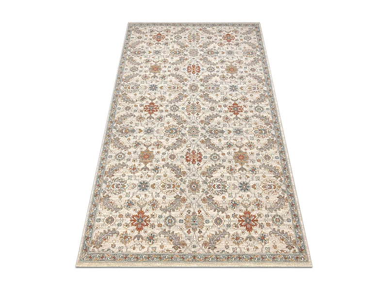 Tapis en laine SOHO 477.07.LA100 OSTA - Fleurs, cadre, naturel beige / 67x130 cm