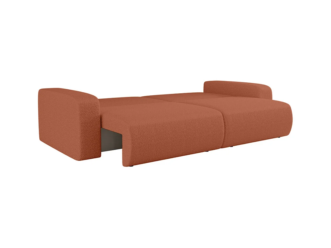 Canapé droit 3 places ALYA convertible en tissu bouclette - Terracotta