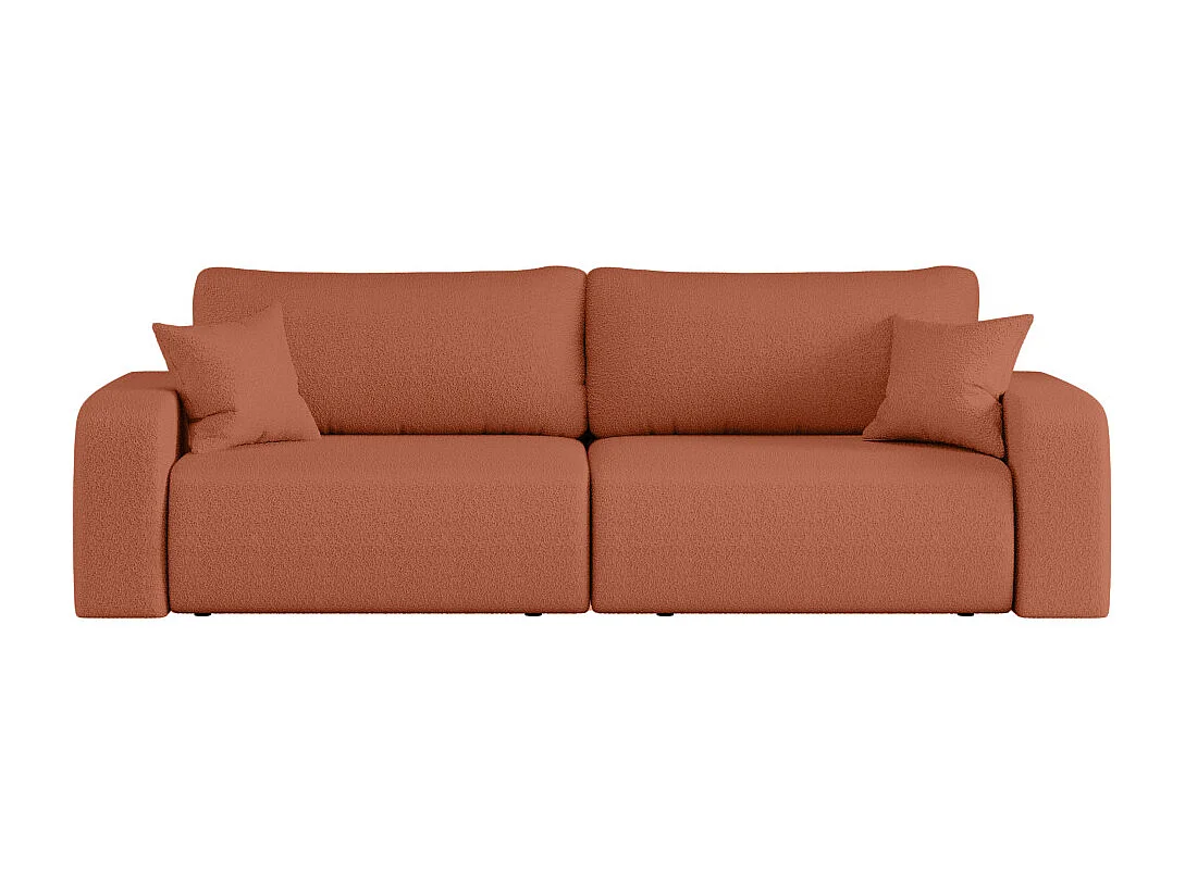 Canapé droit 3 places ALYA convertible en tissu bouclette - Terracotta