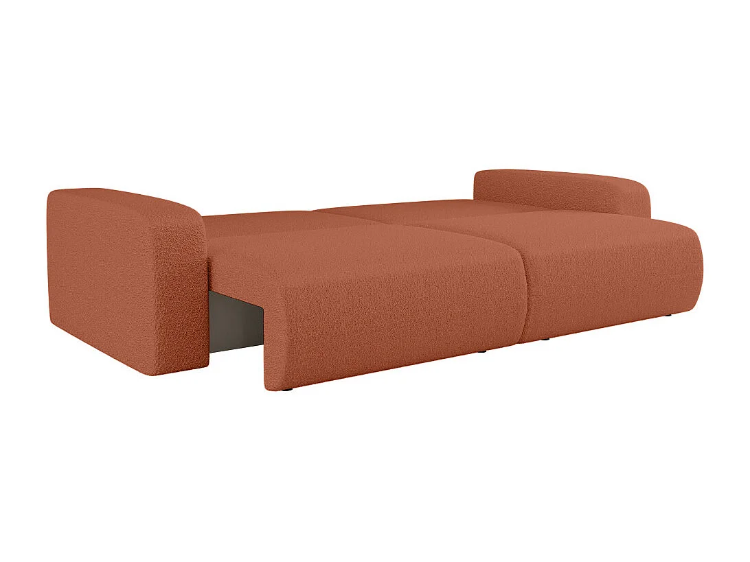 Canapé droit 3 places ALYA convertible en tissu bouclette - Terracotta
