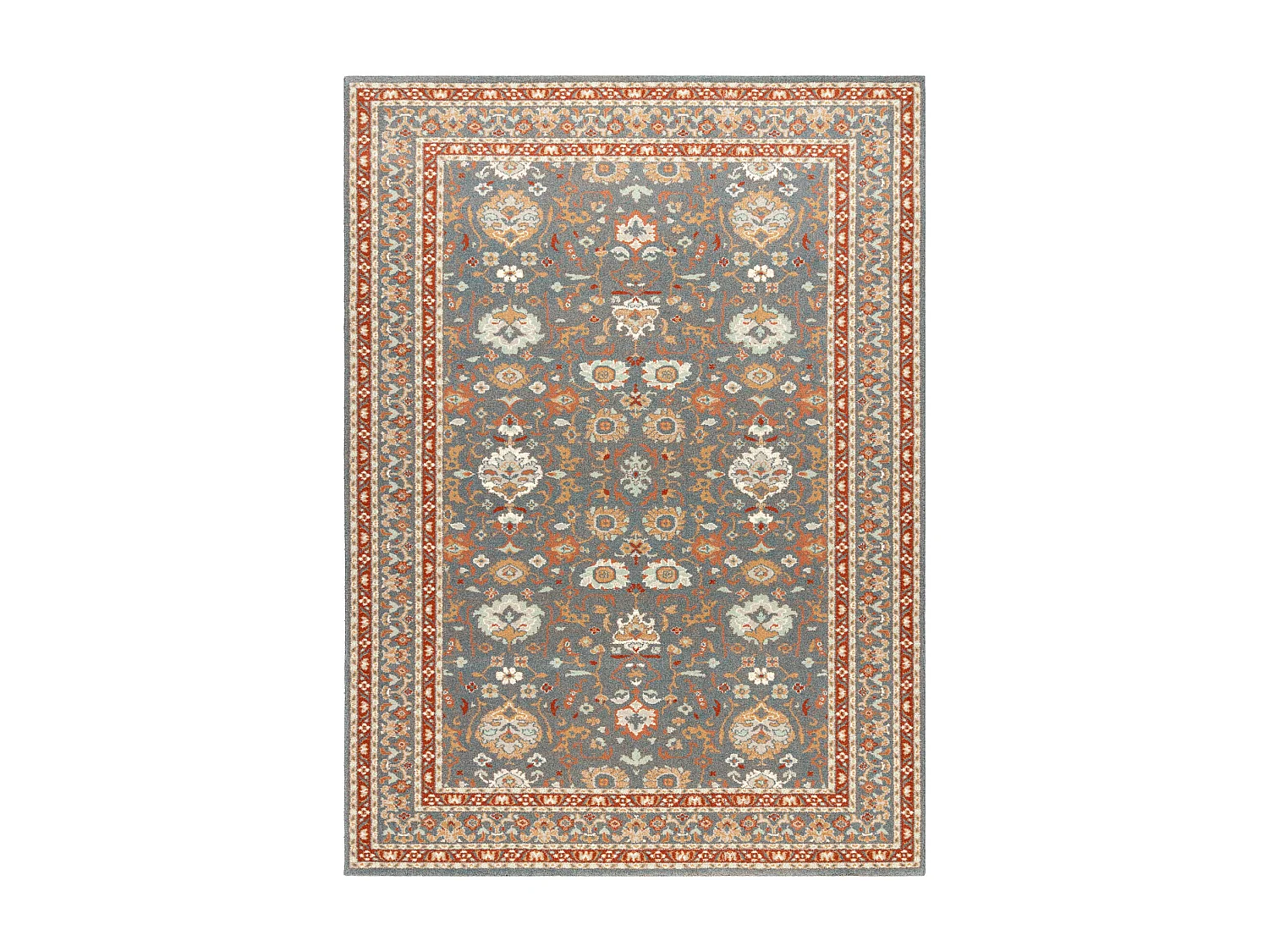 Tapis en laine SOHO 477.26.LA500 OSTA Ornement, cadre naturel bleus /  135x200 cm