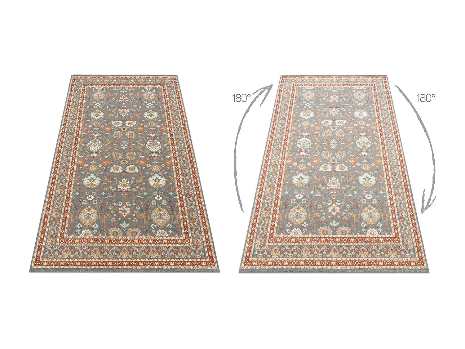Tapis en laine SOHO 477.26.LA500 OSTA Ornement, cadre naturel bleus /  135x200 cm