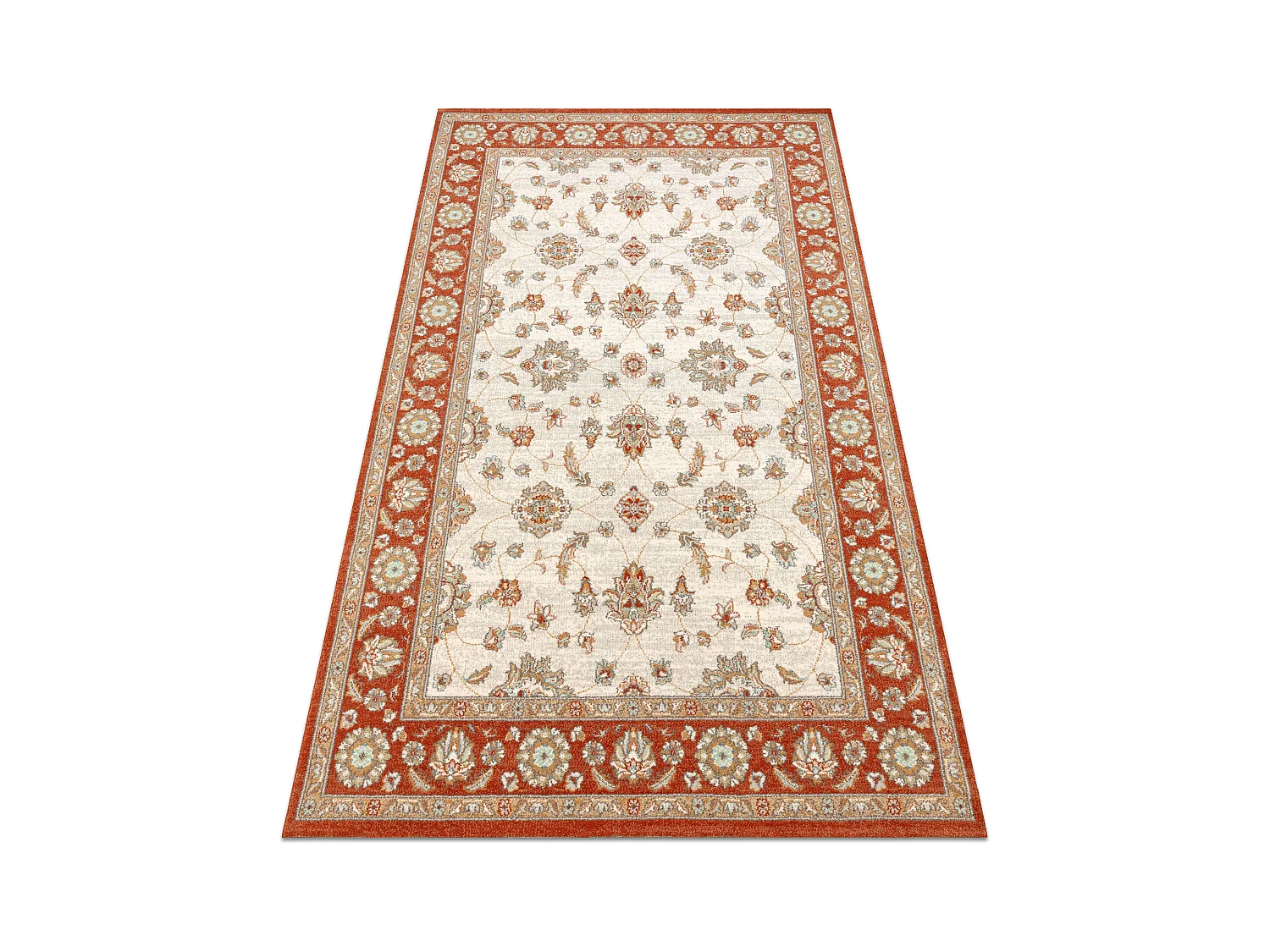 Tapis en laine SOHO 477.15.LA103 OSTA Ornement, cadre naturel beige /  67x130 cm