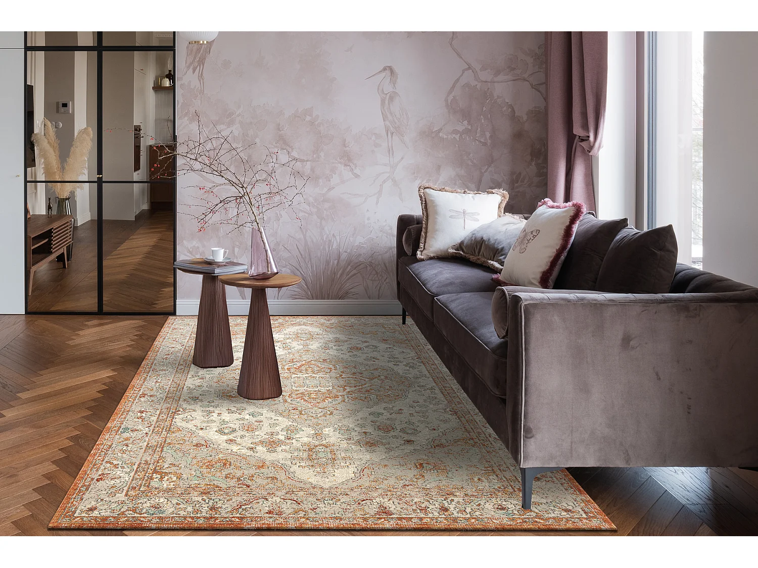 Tappeto in lana SOHO 477.01.LA112 OSTA - Ornamento, rosetta, naturale  120x170 cm