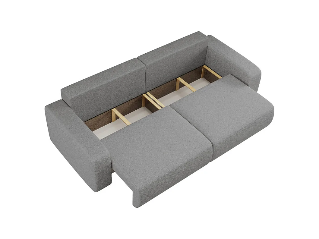 Canapé droit 3 places ALYA convertible en tissu bouclette - Gris