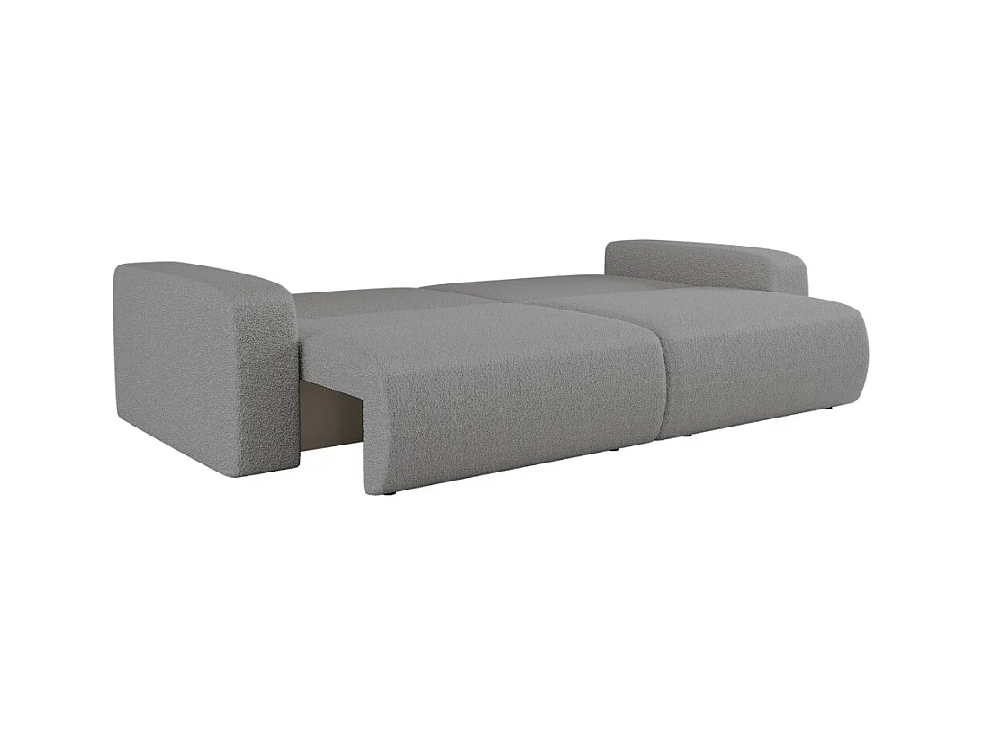 Canapé droit 3 places ALYA convertible en tissu bouclette - Gris