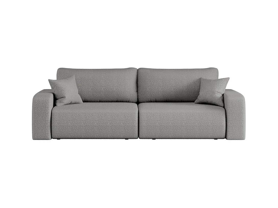 Canapé droit 3 places ALYA convertible en tissu bouclette - Gris