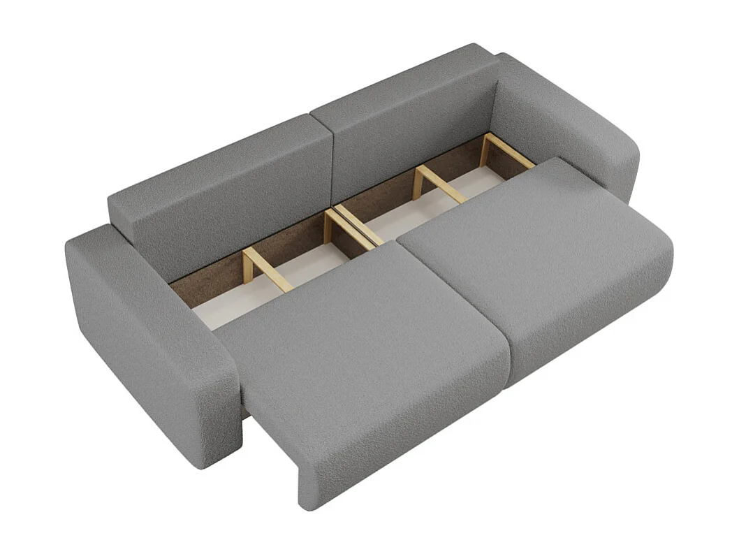 Canapé droit 3 places ALYA convertible en tissu bouclette - Gris