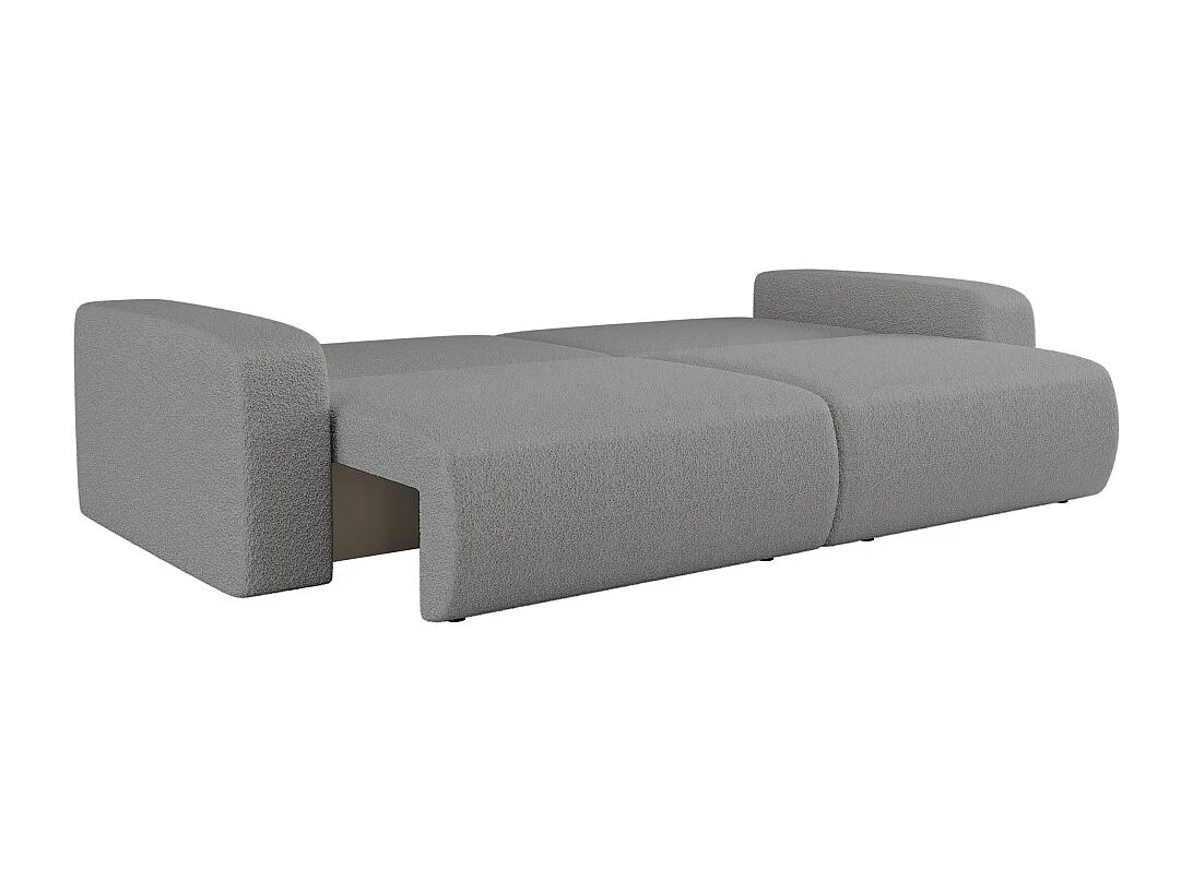 Canapé droit 3 places ALYA convertible en tissu bouclette - Gris