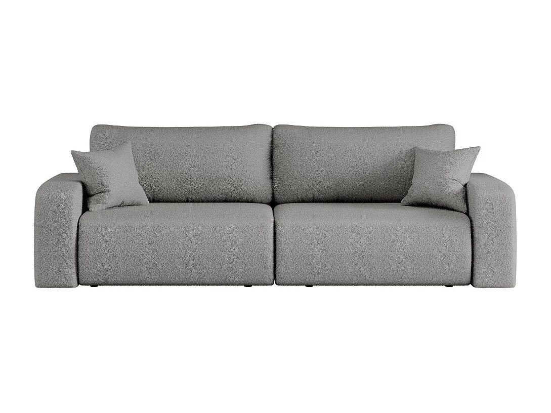 Canapé droit 3 places ALYA convertible en tissu bouclette - Gris