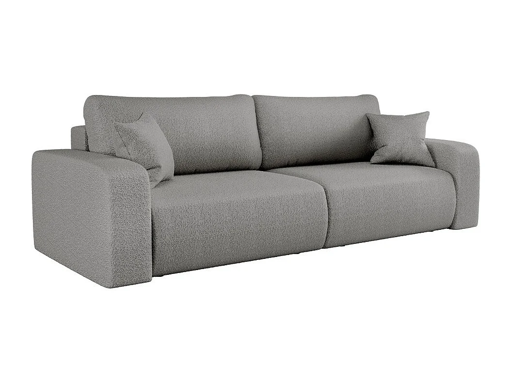 Canapé droit 3 places ALYA convertible en tissu bouclette - Gris