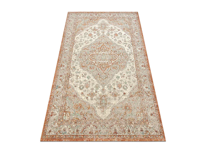Tapis en laine SOHO 477.01.LA112 OSTA - Ornement, rougette, naturel te 80x160 cm