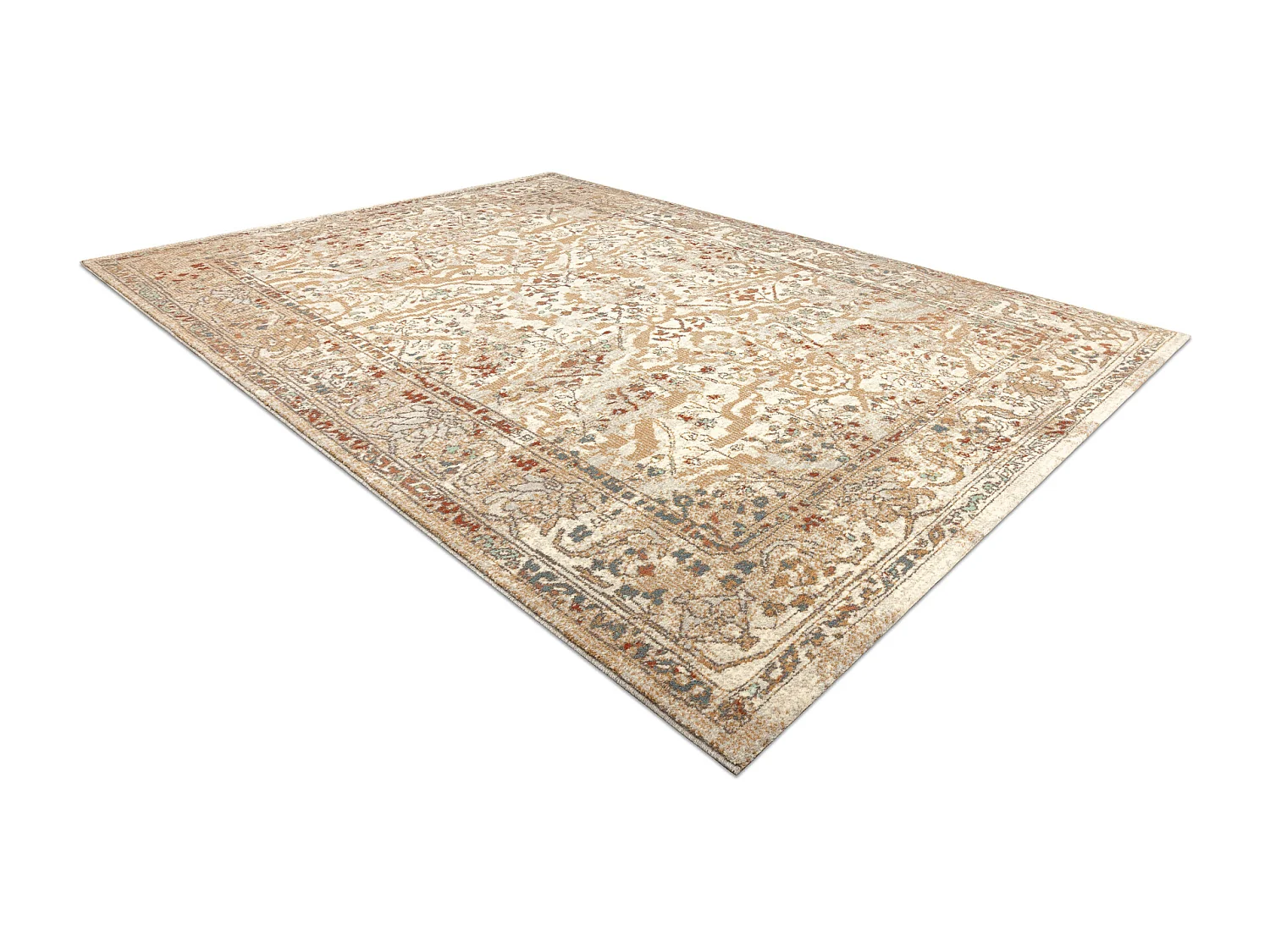 Tapis en laine SOHO 477.04.LA110 OSTA - Fleurs, cadre, naturel beige / 240x340 cm