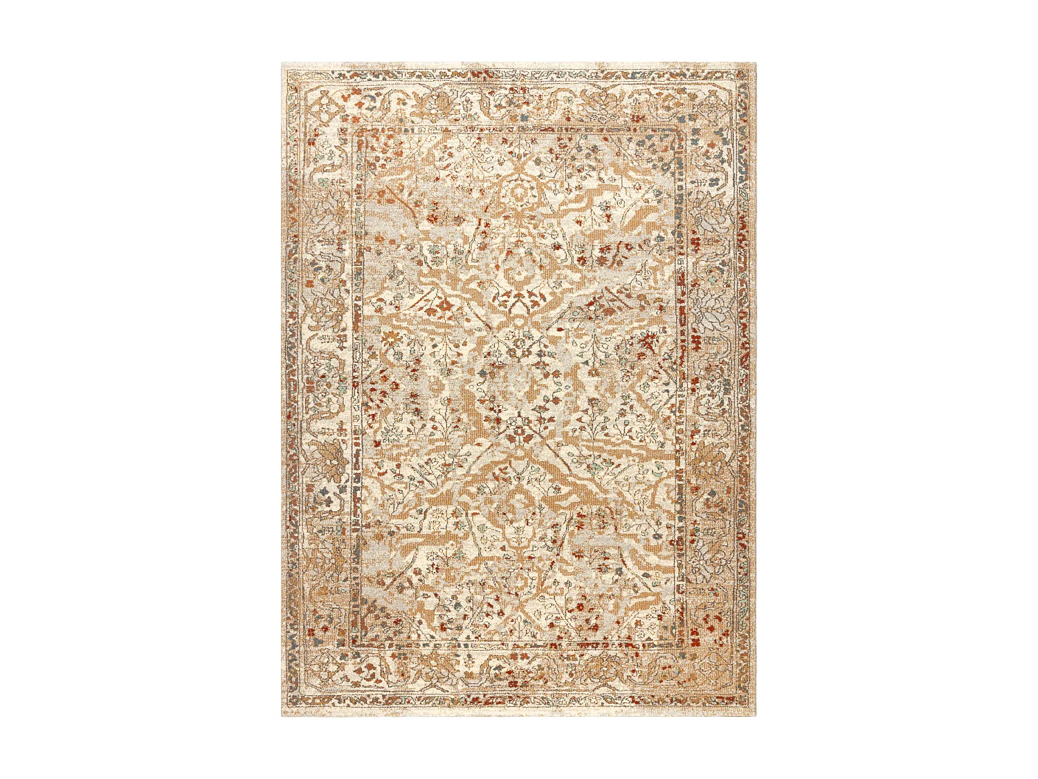 Tapis en laine SOHO 477.04.LA110 OSTA - Fleurs, cadre, naturel beige / 160x240 cm