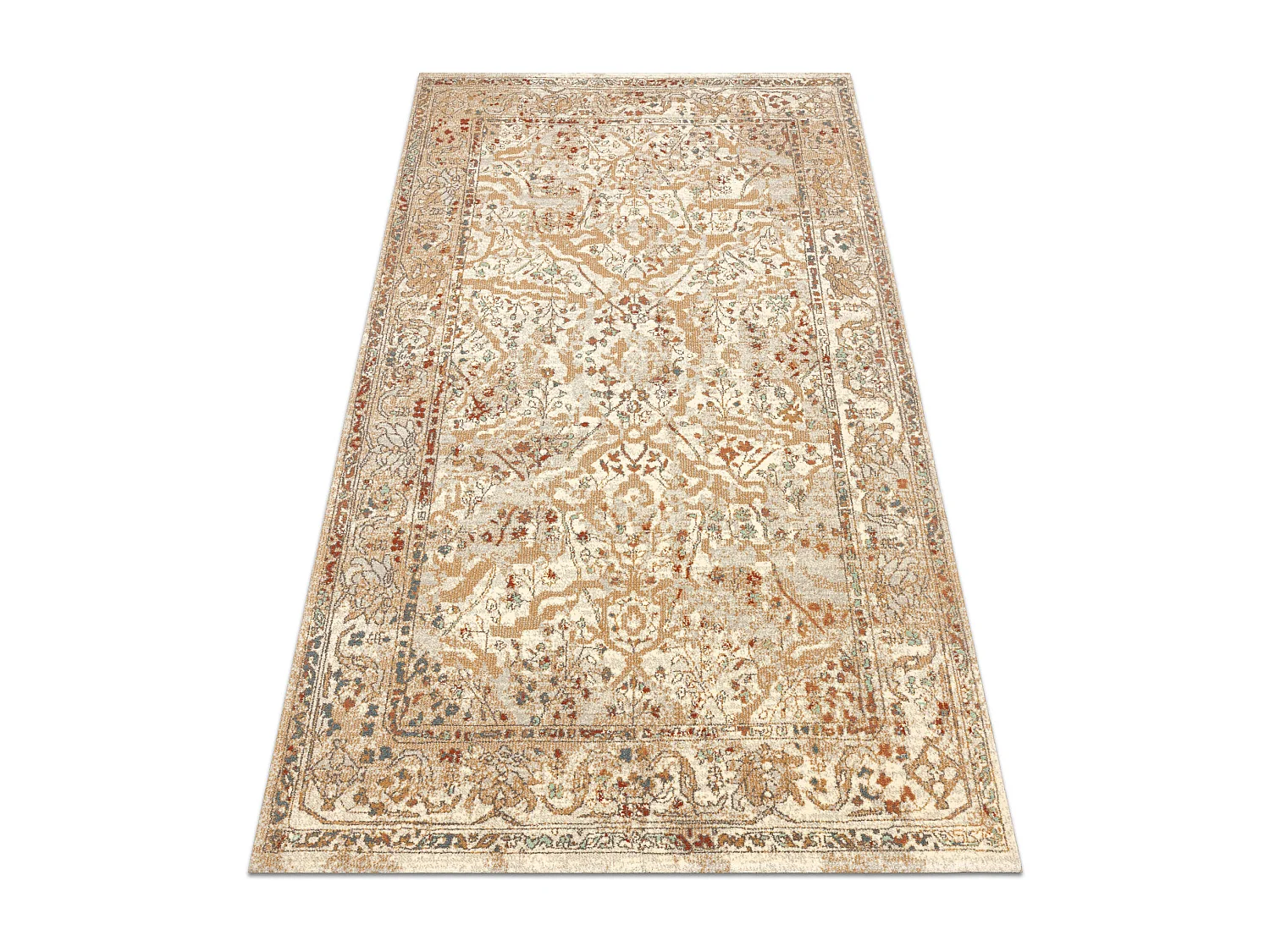 Tapis en laine SOHO 477.04.LA110 OSTA - Fleurs, cadre, naturel beige / 160x240 cm