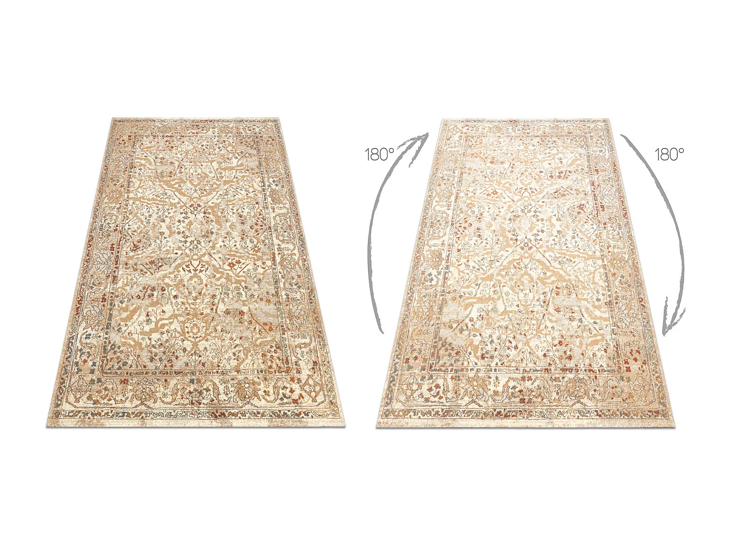 Tapis en laine SOHO 477.04.LA110 OSTA - Fleurs, cadre, naturel beige / 160x240 cm