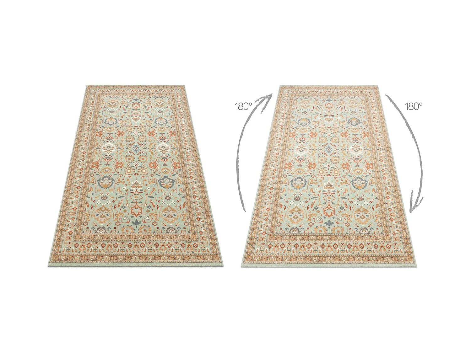 Tapis en laine SOHO 477.26.LA400 OSTA - Ornement, cadre, naturel vert  200x300 cm
