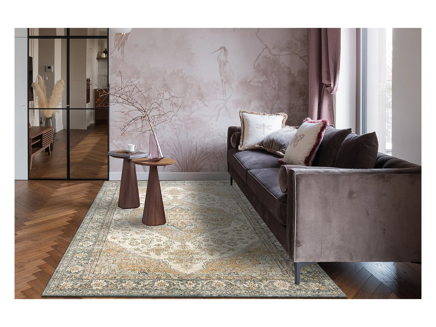 Tapis en laine SOHO 477.01.LA113 OSTA - Ornement, rougette, naturel ve 200x300 cm