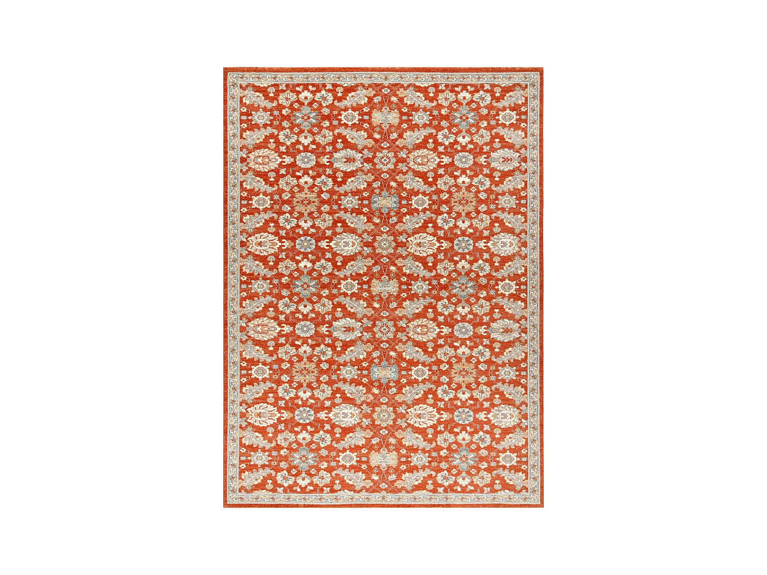 Tapis en laine SOHO 477.07.LA300 OSTA - Fleurs, cadre, naturel terre c 160x240 cm