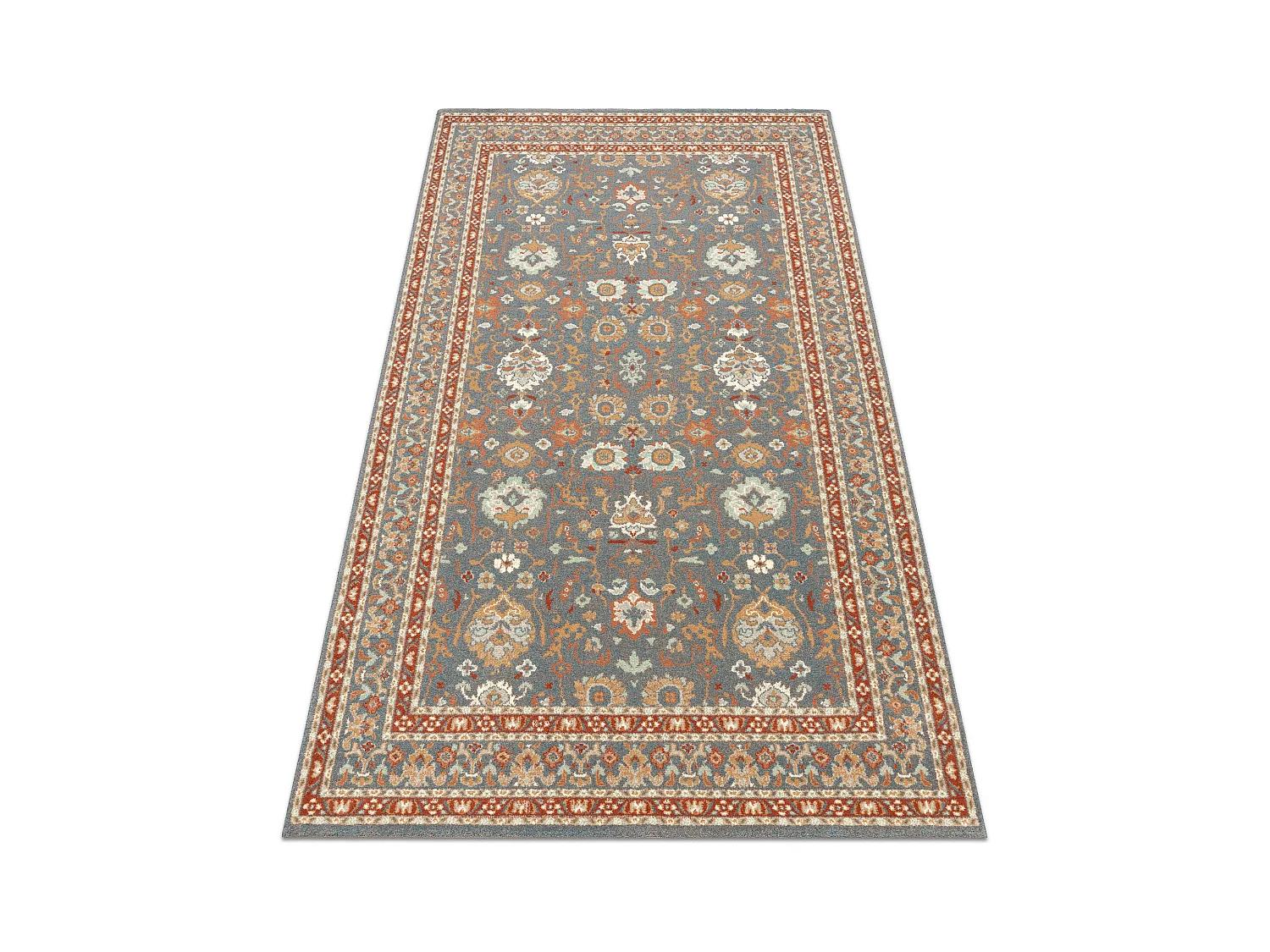 Tapis en laine SOHO 477.26.LA500 OSTA Ornement, cadre naturel bleus /  80x160 cm