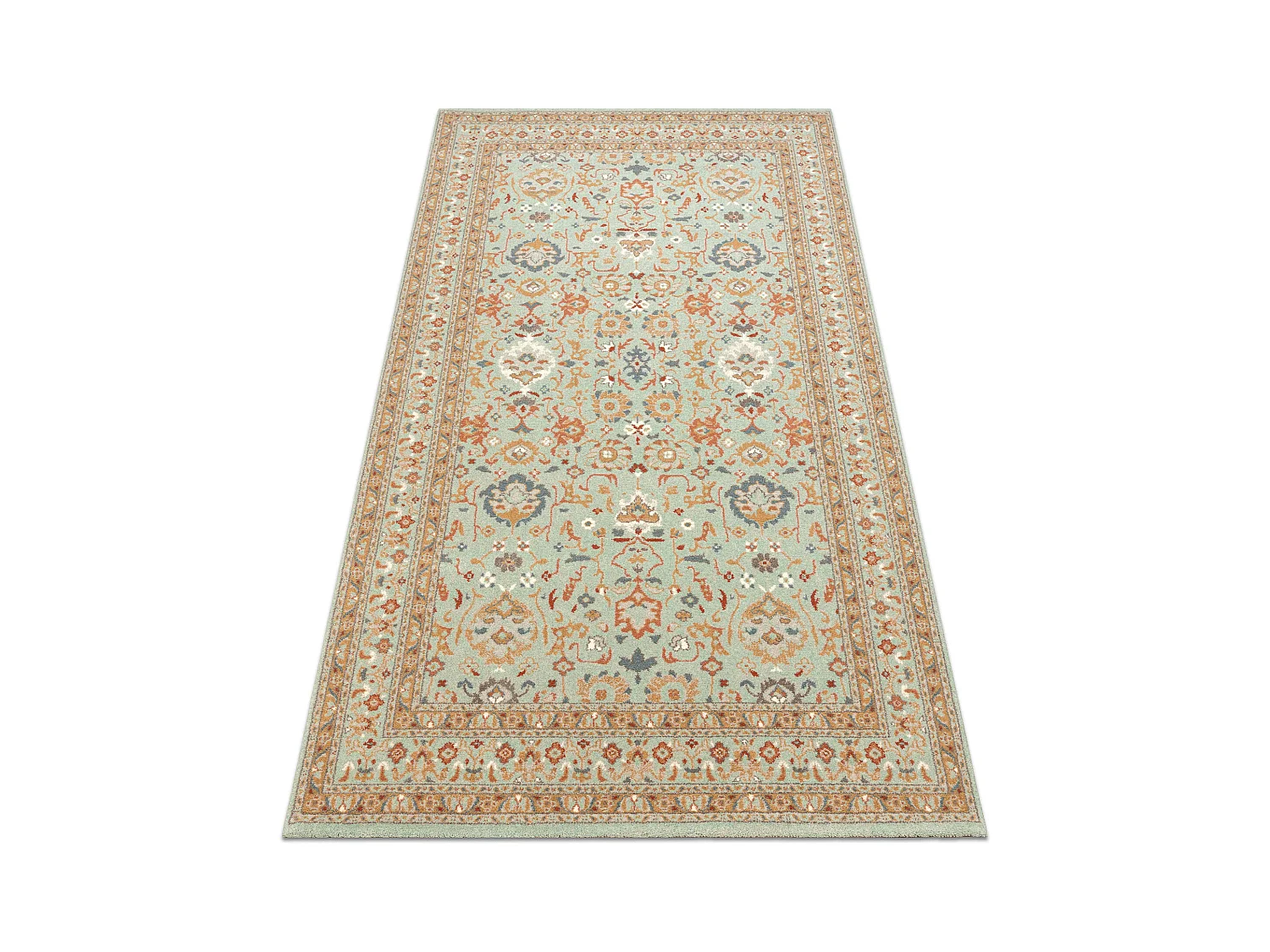 Tapis en laine SOHO 477.26.LA400 OSTA - Ornement, cadre, naturel vert  80x160 cm