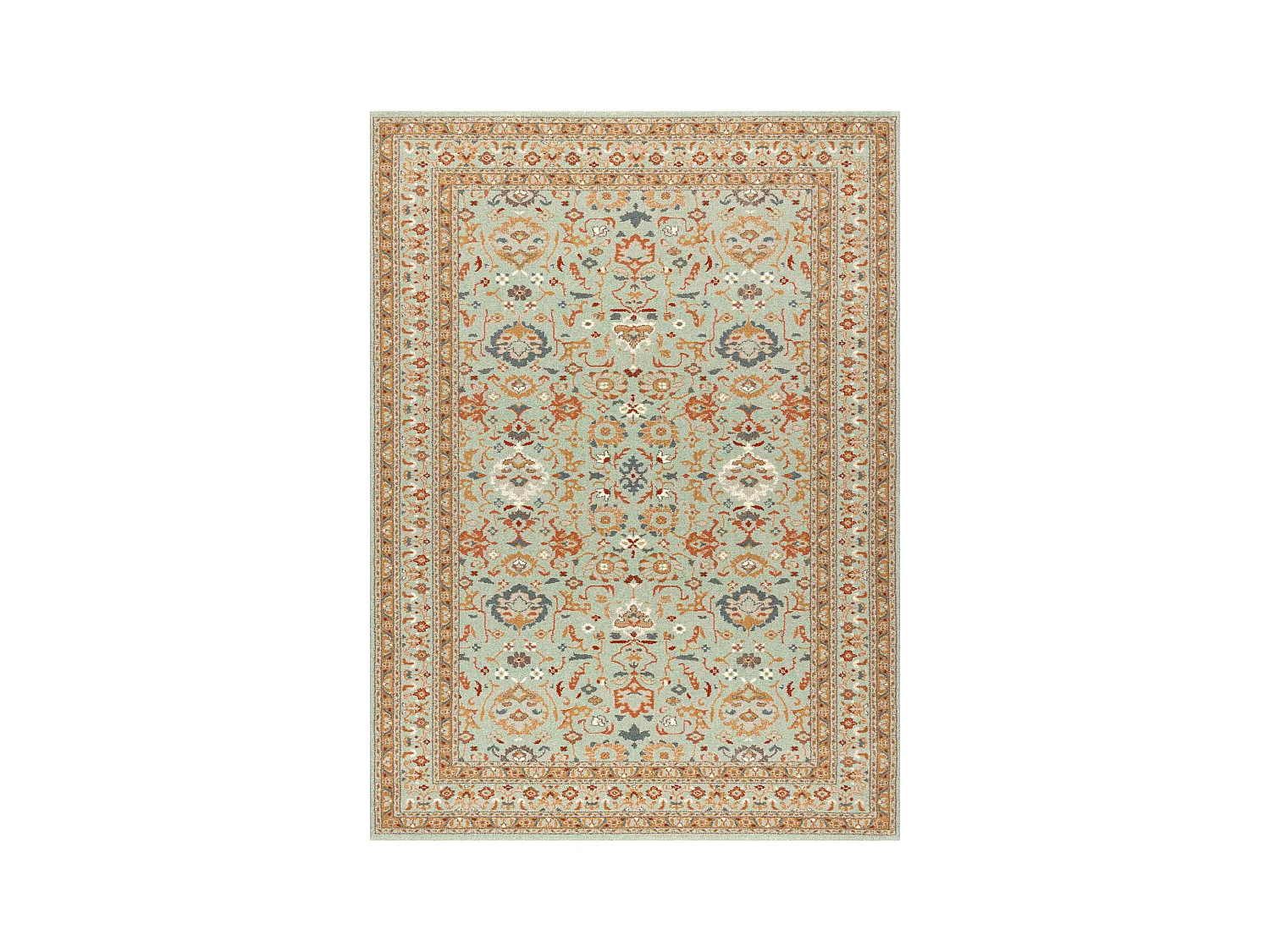 Tapis en laine SOHO 477.26.LA400 OSTA - Ornement, cadre, naturel vert  80x160 cm