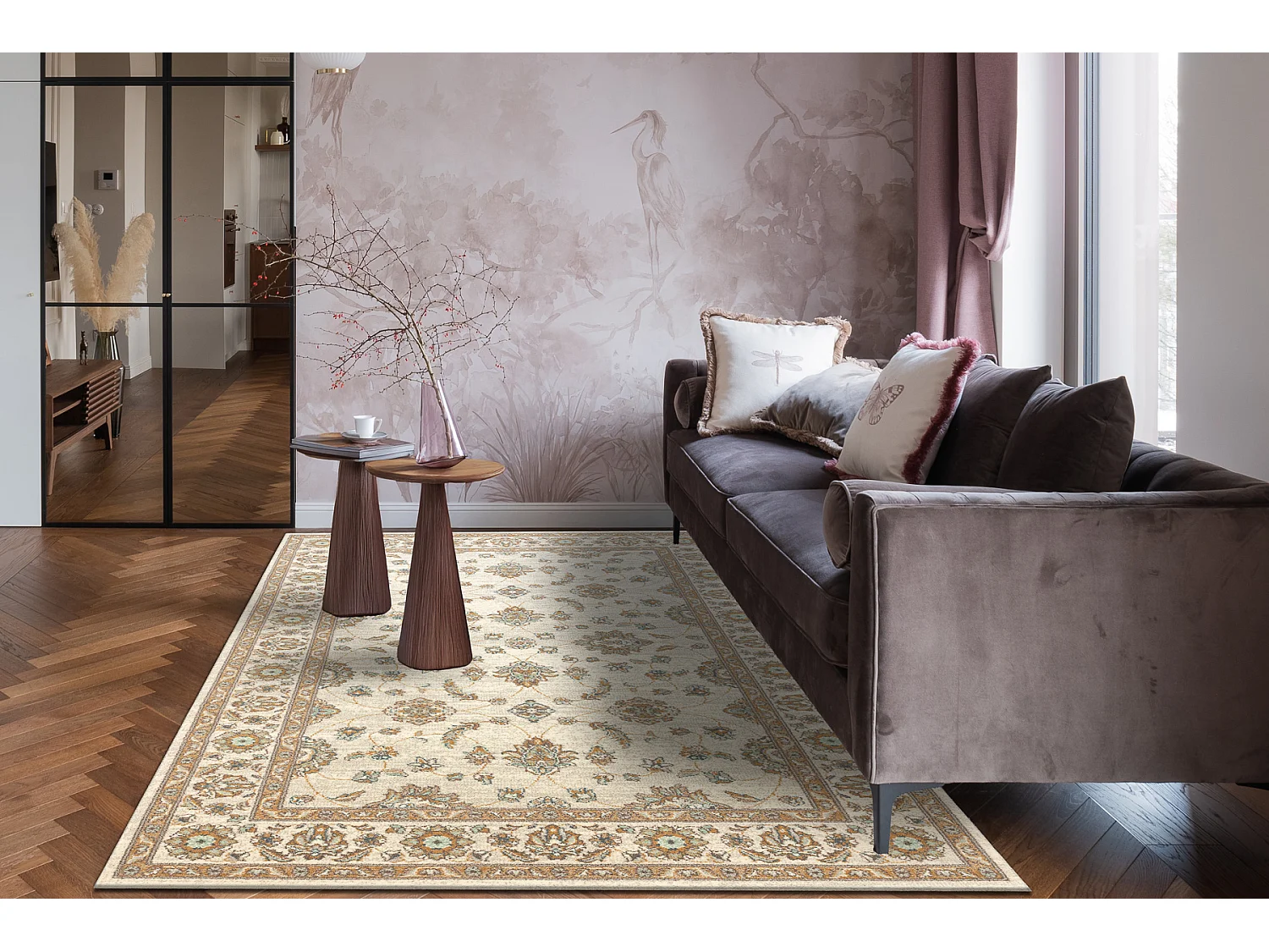 Tapis en laine SOHO 477.15.LA107 OSTA Ornement, cadre classique beige  160x240 cm