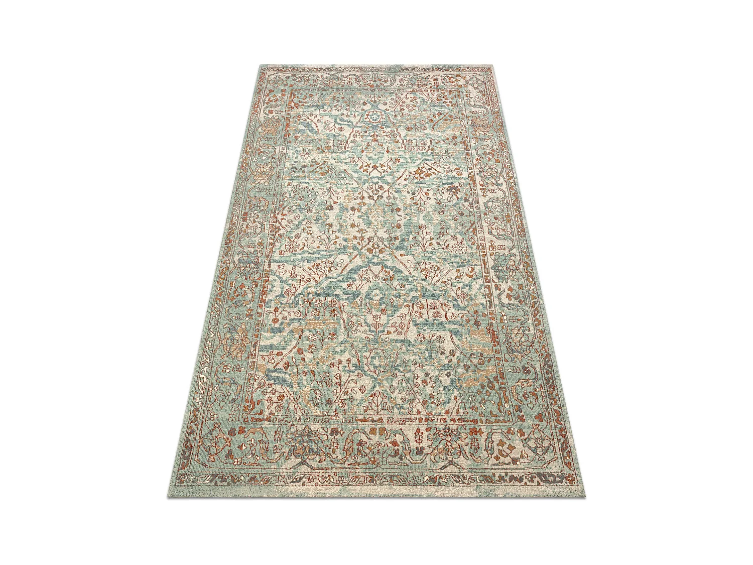 Tapis en laine SOHO 477.04.LA400 OSTA - Ornement, cadre, naturel vert  135x200 cm