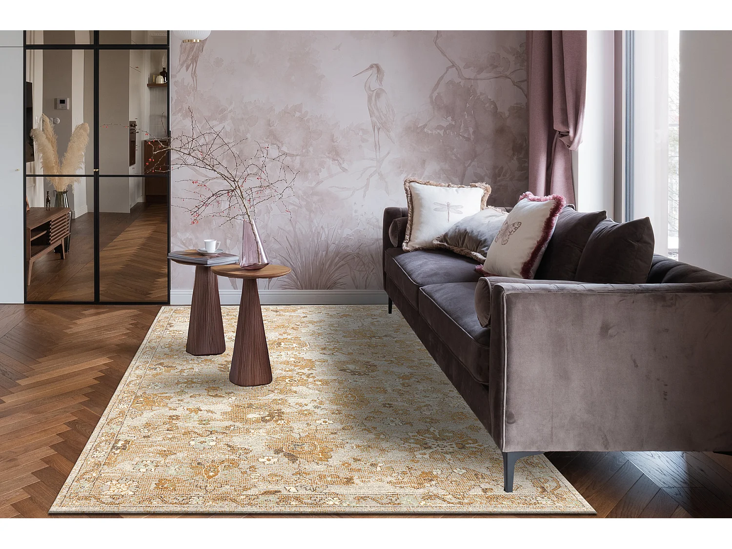 Tapis en laine SOHO 477.22.LA115 OSTA Ornement, fleurs naturel beige 200x300 cm