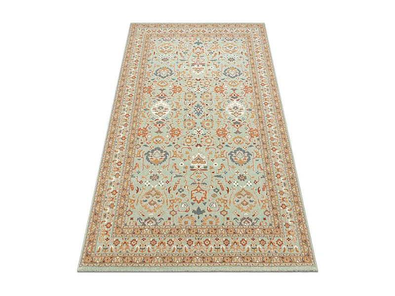 Wollen tapijt SOHO 477.26.LA400 OSTA - Ornament, frame, natuurlijke gr 160x240 cm