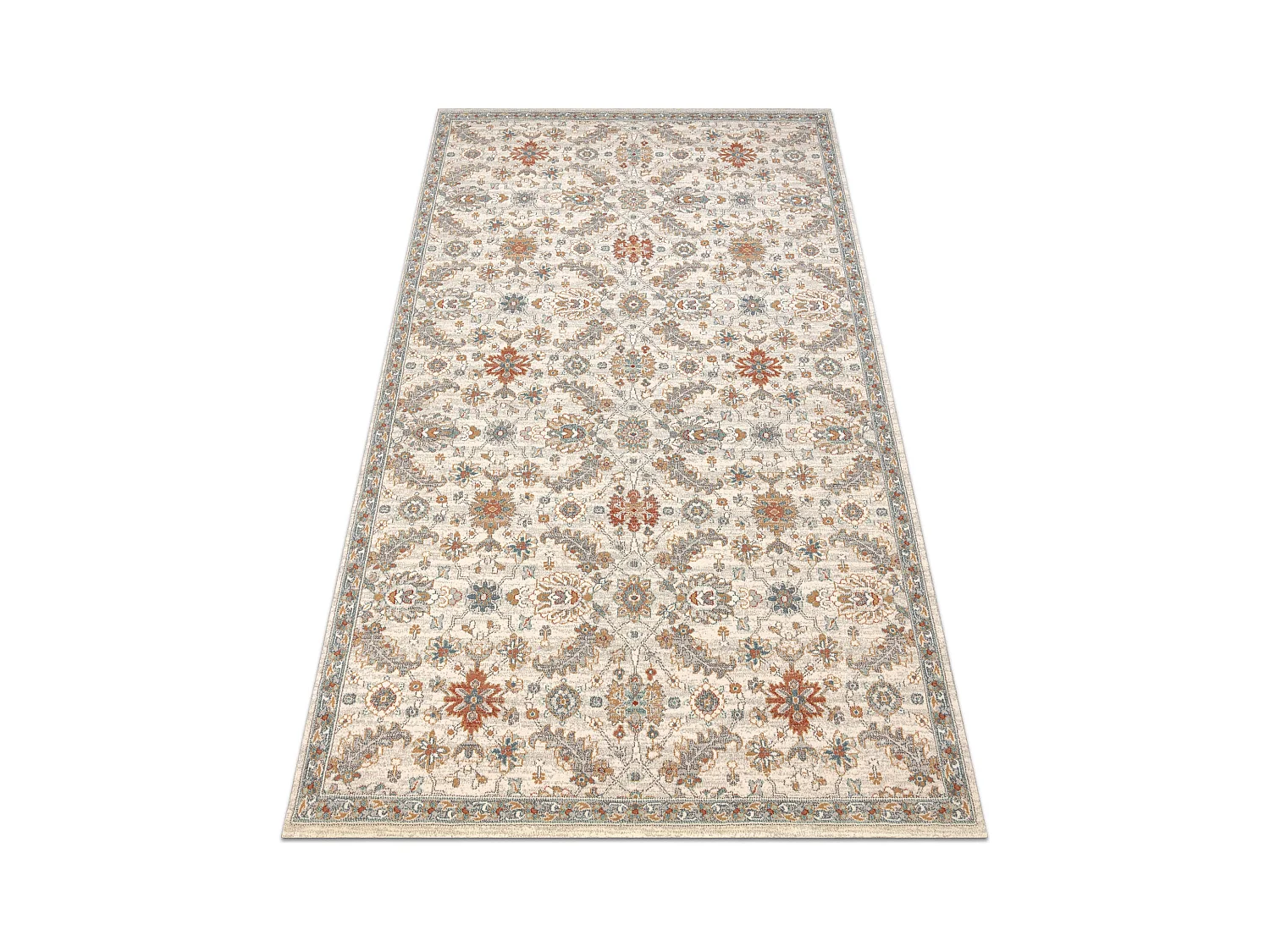 Tapis en laine SOHO 477.07.LA100 OSTA - Fleurs, cadre, naturel beige / 80x160 cm