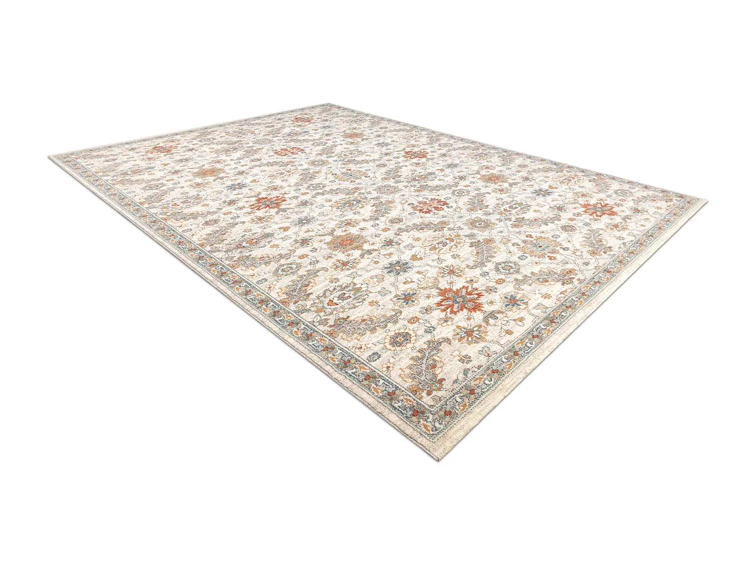 Tapis en laine SOHO 477.07.LA100 OSTA - Fleurs, cadre, naturel beige / 80x160 cm