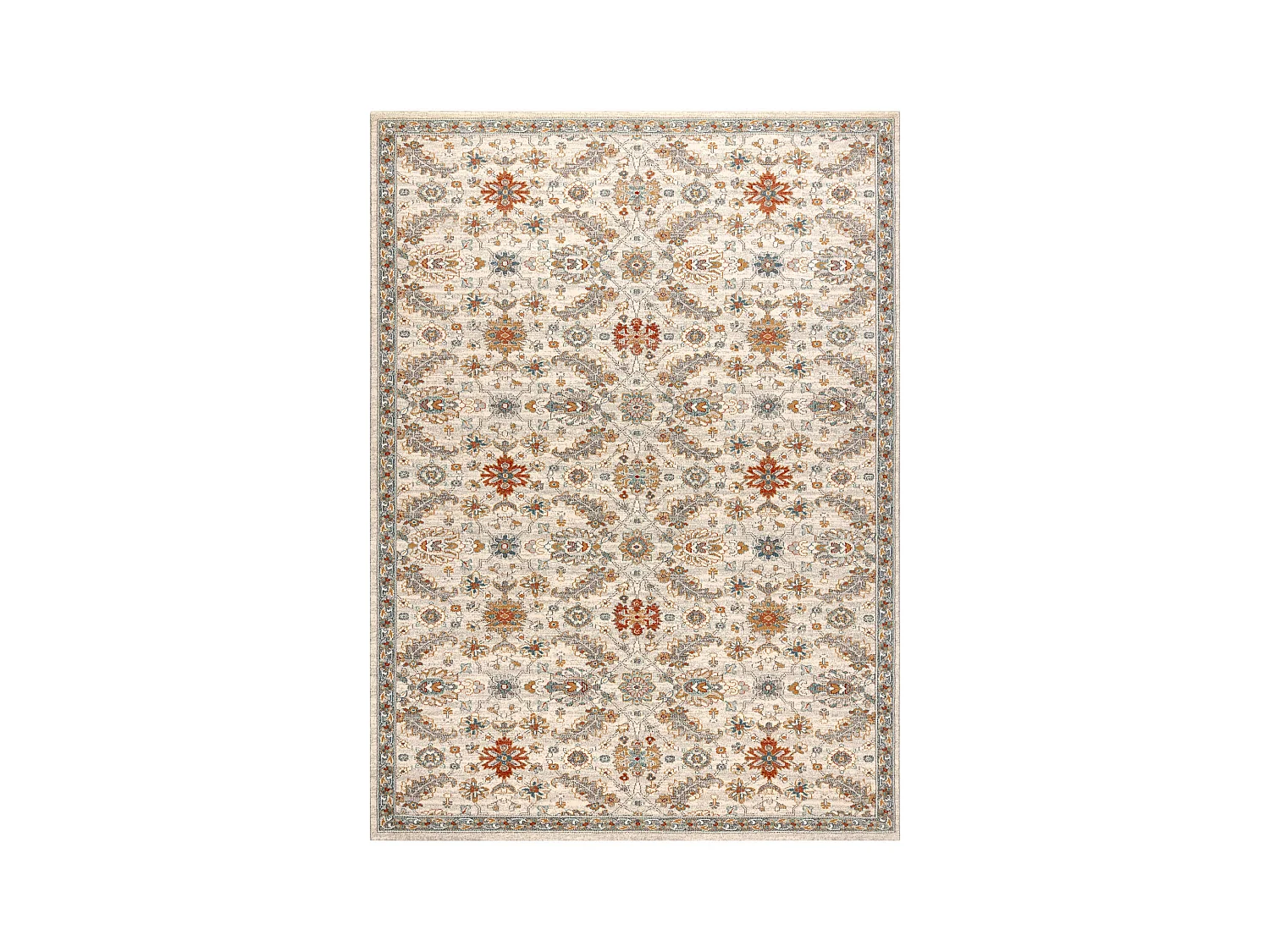 Tapis en laine SOHO 477.07.LA100 OSTA - Fleurs, cadre, naturel beige / 120x170 cm
