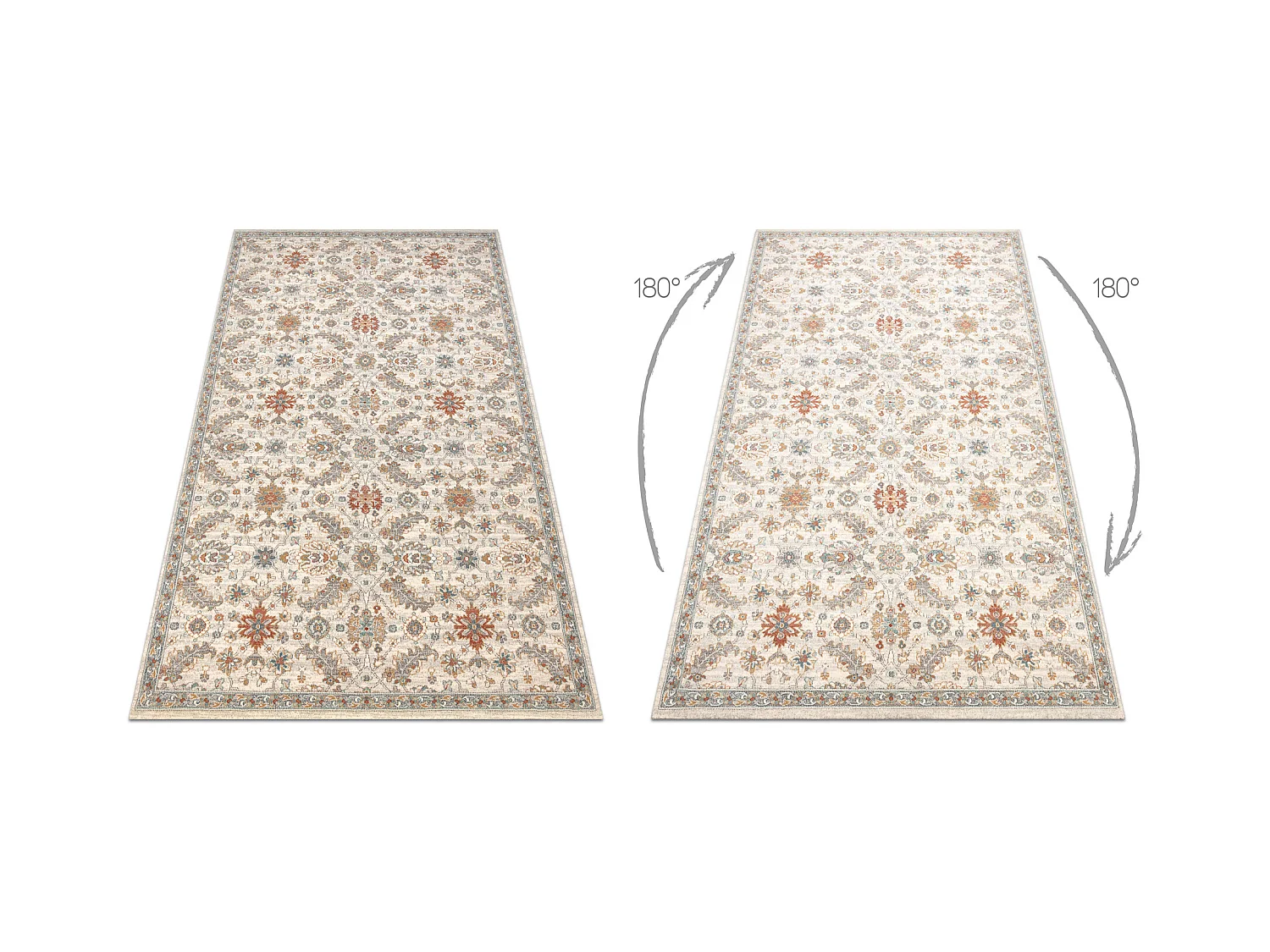 Tapis en laine SOHO 477.07.LA100 OSTA - Fleurs, cadre, naturel beige / 120x170 cm