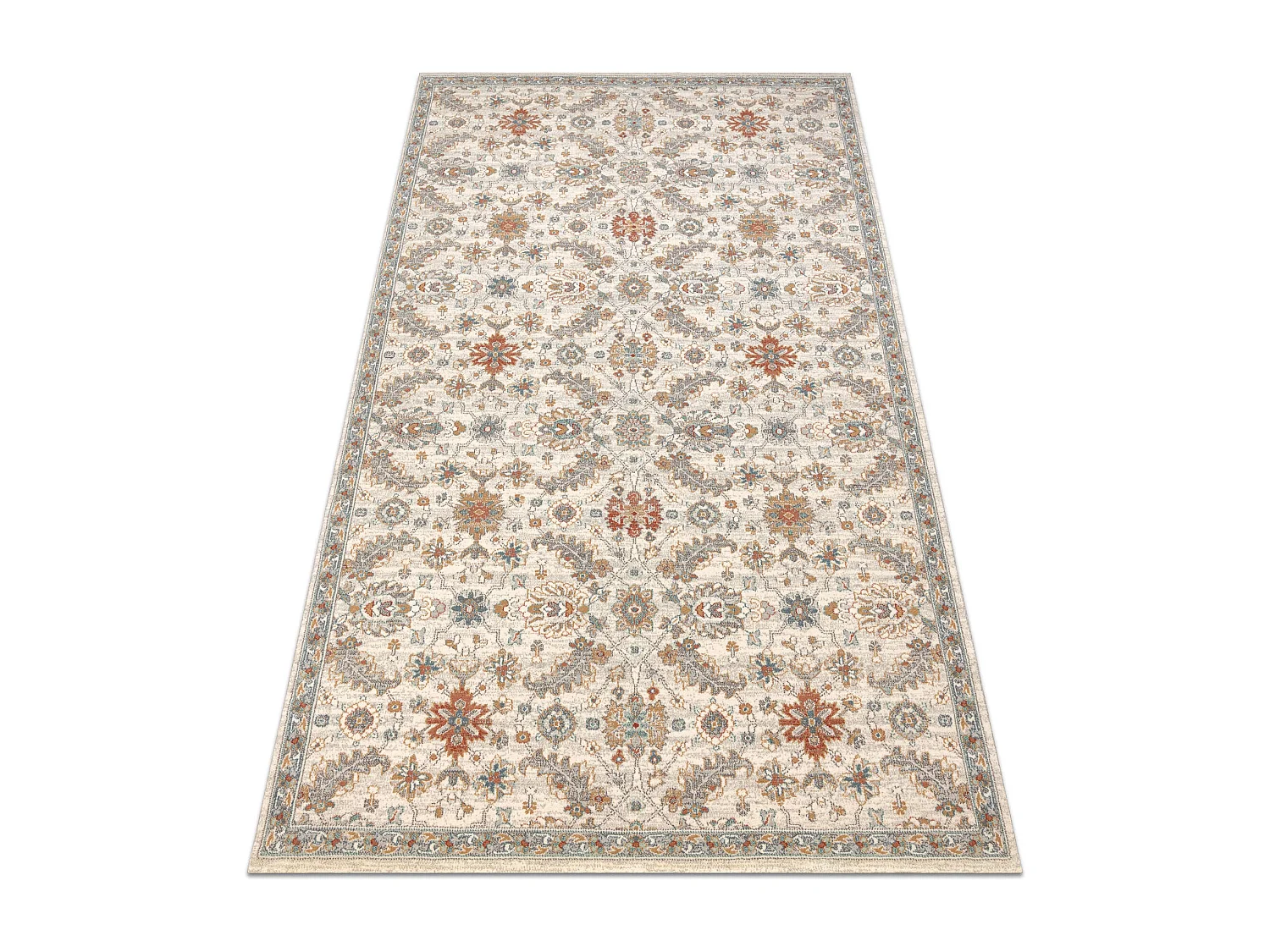 Tapis en laine SOHO 477.07.LA100 OSTA - Fleurs, cadre, naturel beige / 120x170 cm