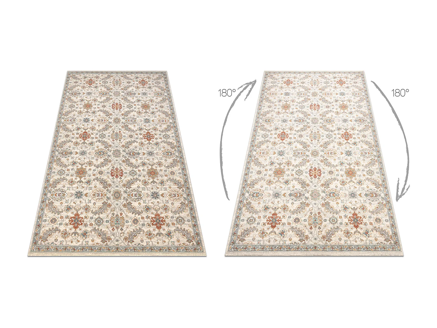 Tapis en laine SOHO 477.07.LA100 OSTA - Fleurs, cadre, naturel beige / 120x170 cm