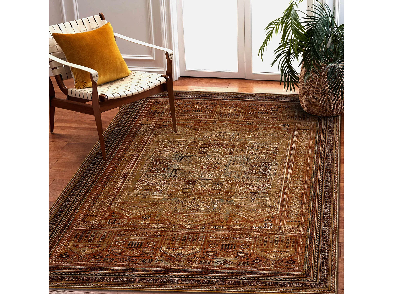 Tapis en laine OMEGA SIRAN oriental laiton marron 170x235 cm