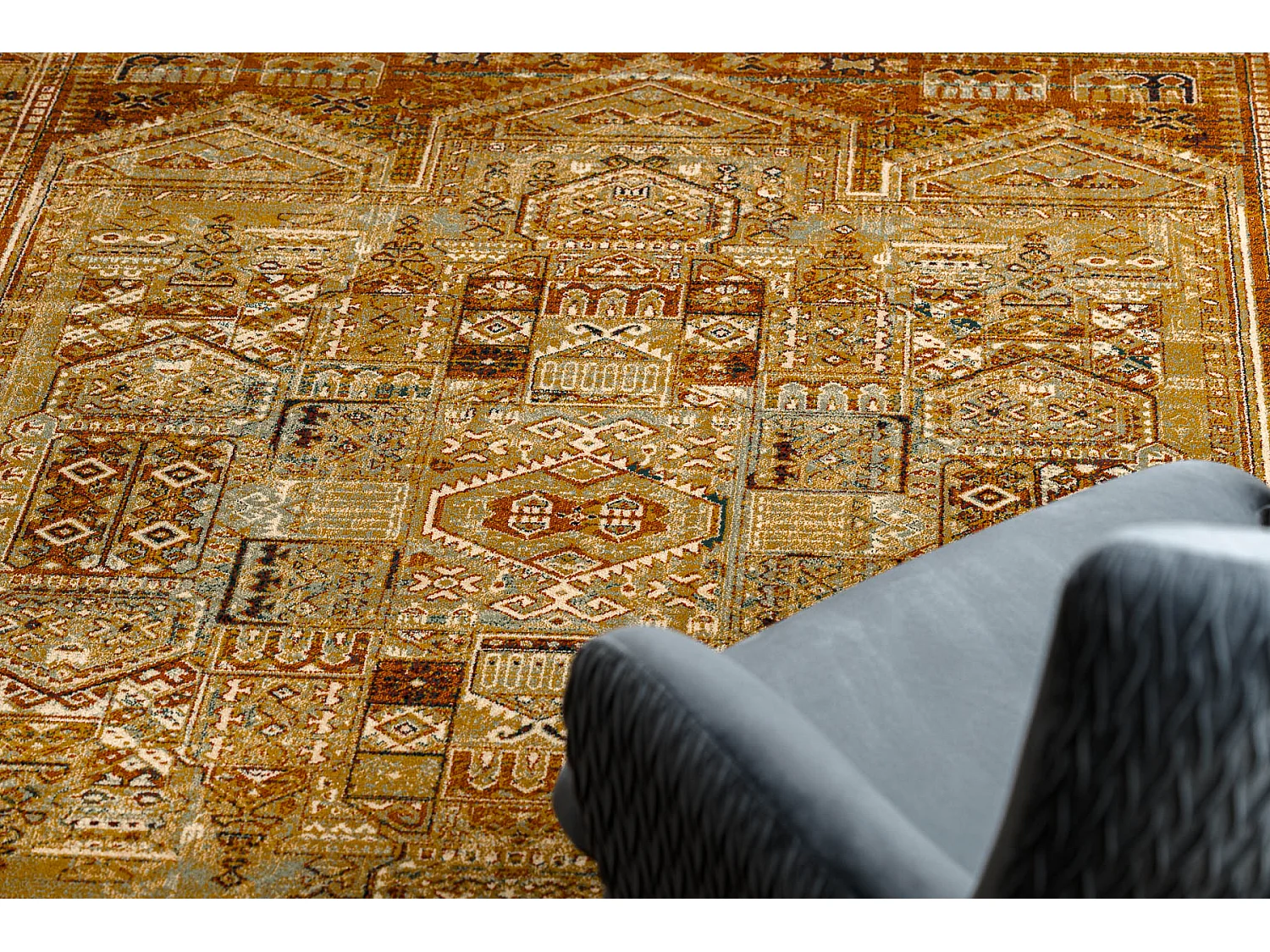 Tapis en laine OMEGA SIRAN oriental laiton marron 170x235 cm