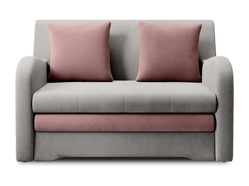 Canapé convertible 2 places SELMA en tissu - Gris clair/Rose