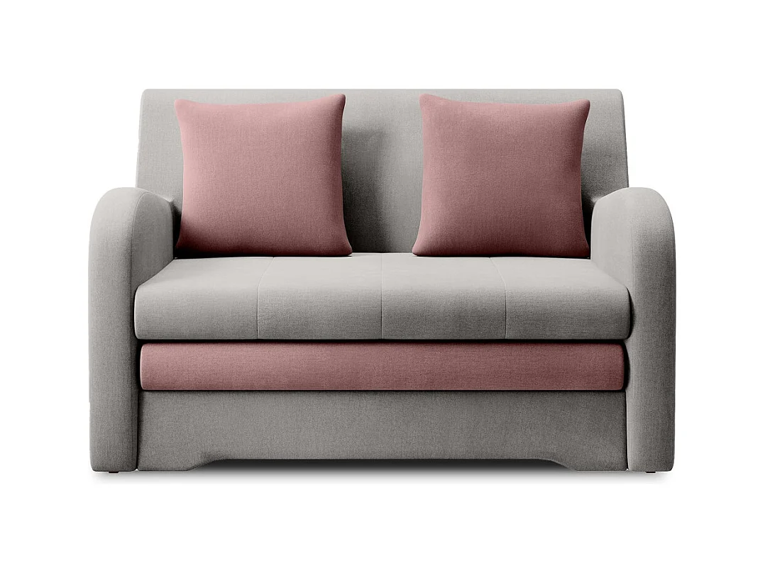 Canapé convertible 2 places SELMA en tissu - Gris clair/Rose