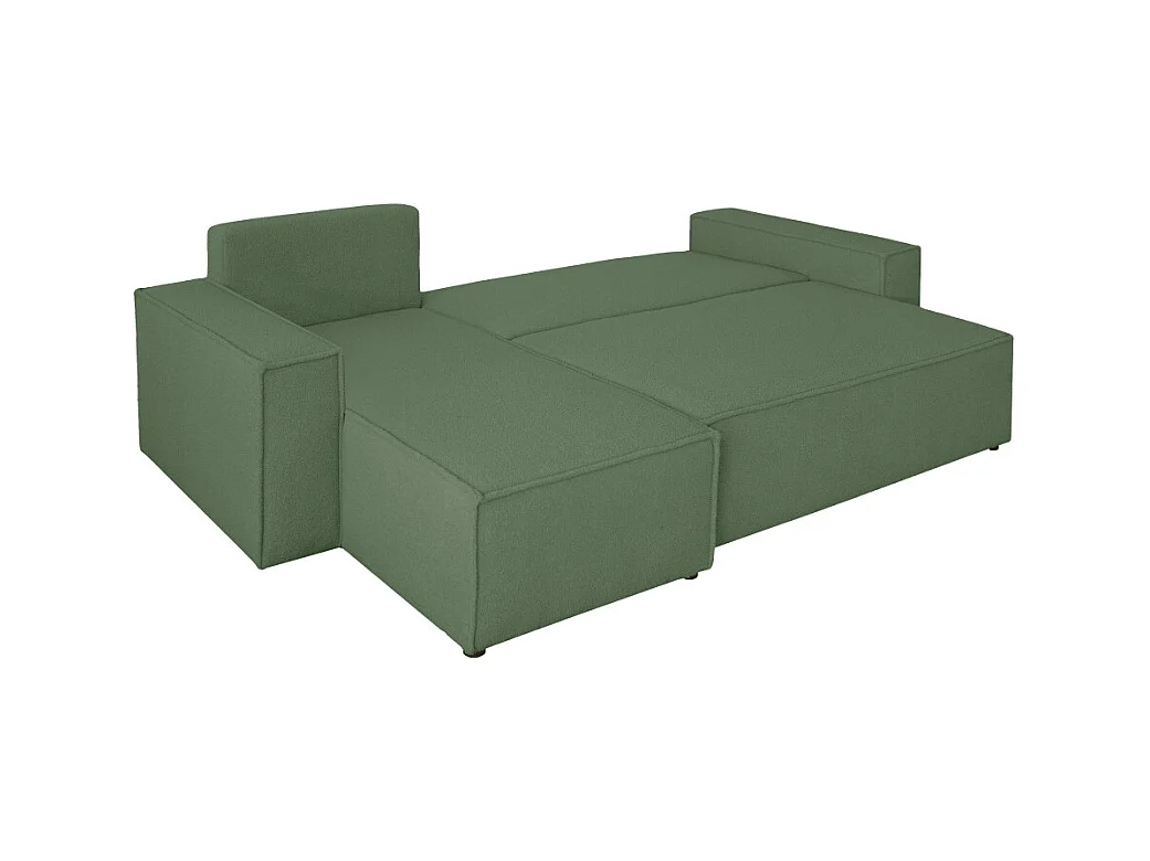 Canapé FARAH d'angle réversible et convertible 4 places en tissu bouclette - Vert