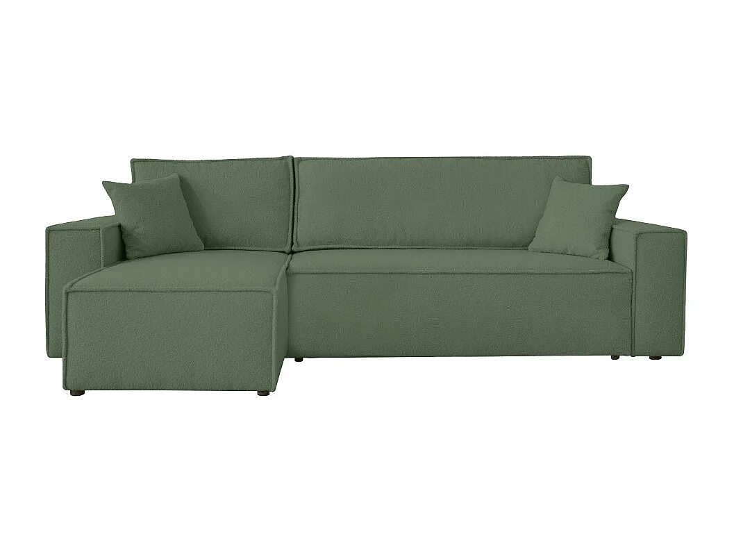 Canapé FARAH d'angle réversible et convertible 4 places en tissu bouclette - Vert