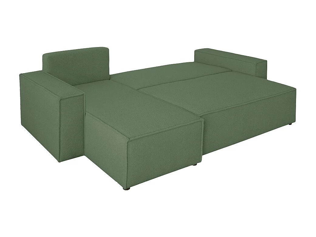 Canapé FARAH d'angle réversible et convertible 4 places en tissu bouclette - Vert