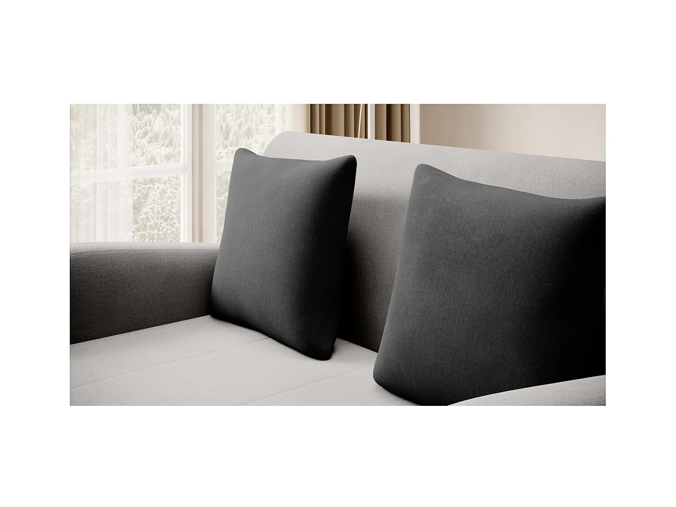 Canapé convertible 2 places SELMA en tissu - Gris clair/Gris anthracite