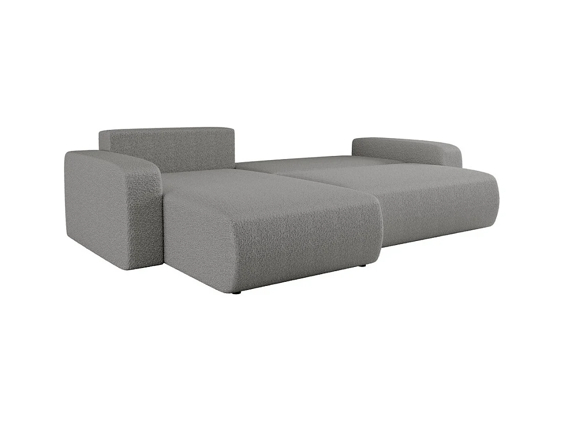 Canapé ALYA d'angle max réversible et convertible 5 places en tissu bouclette - Gris