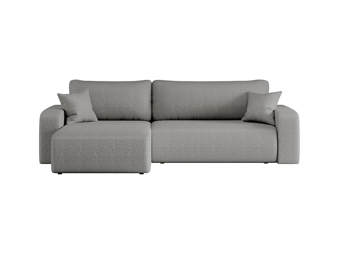 Canapé ALYA d'angle max réversible et convertible 5 places en tissu bouclette - Gris