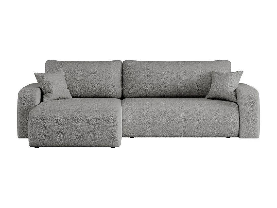 Canapé ALYA d'angle max réversible et convertible 5 places en tissu bouclette - Gris