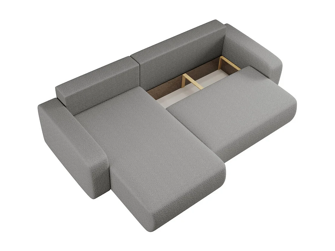 Canapé ALYA d'angle max réversible et convertible 5 places en tissu bouclette - Gris