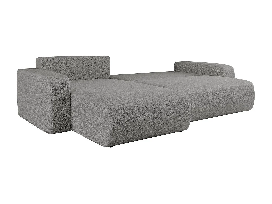 Canapé ALYA d'angle max réversible et convertible 5 places en tissu bouclette - Gris