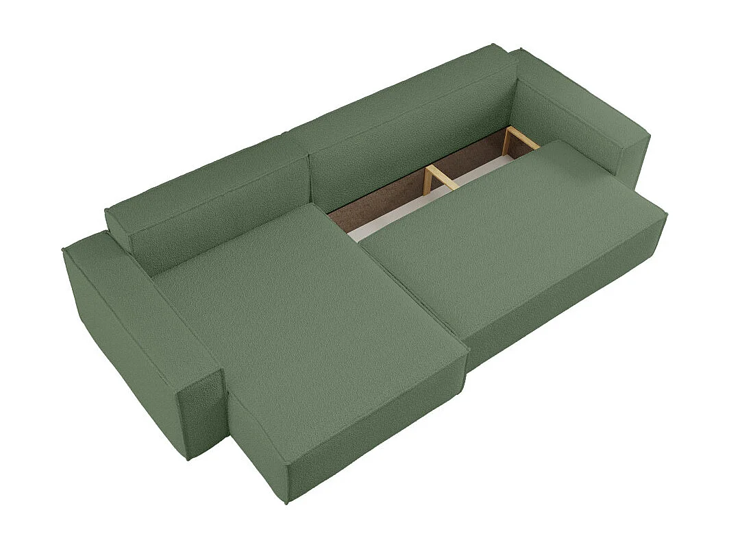 Canapé FARAH d'angle max réversible et convertible 5 places en tissu bouclette - Vert